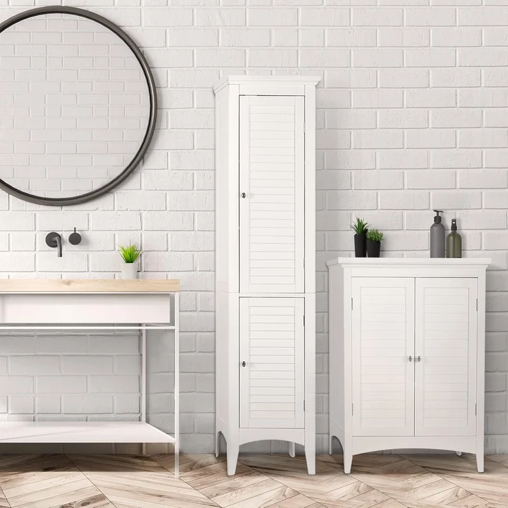 Versanora Badezimmer-Hochschrank Badmöbel Badregal Holzschrank Weiß Teamson ELG-588 – Bild 2