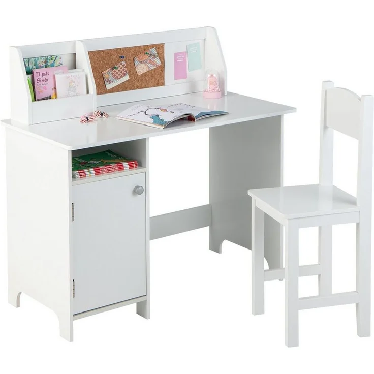 COSTWAY Kinderschreibtisch mit Stuhl Set, Holz, Sitzgruppe mit Bücherregal – Bild 5
