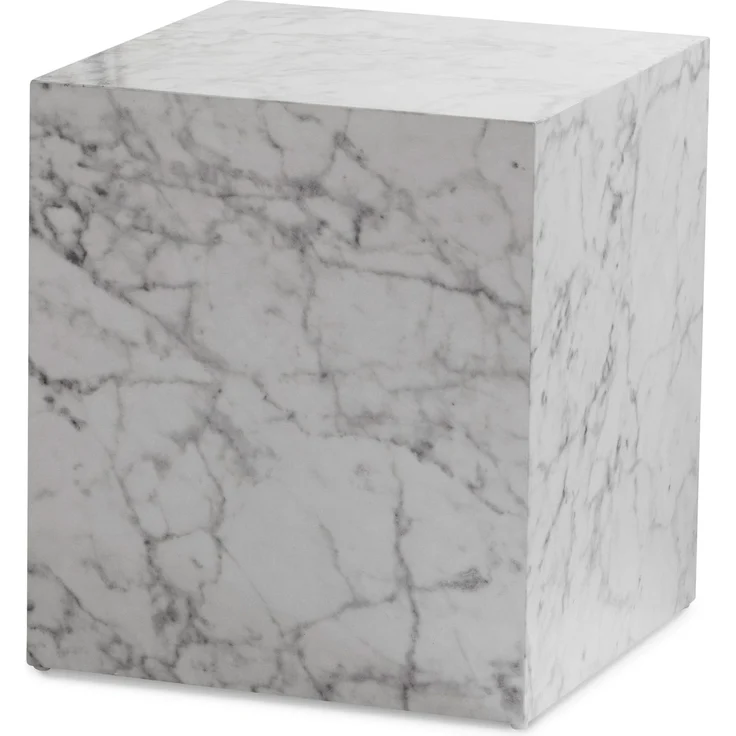 Couchtisch Monobloc 40x40x45cm Weiß Hochglanz Marmoroptik Quadratisch – Bild 6