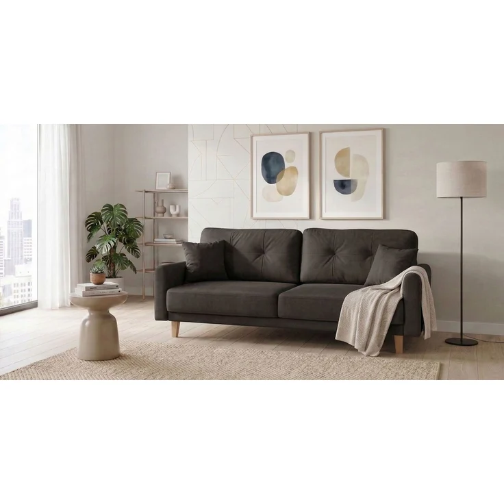 Home affaire 3-Sitzer TRIPLO optionale Schlafsofa mit Bettkasten, Maße B/T/H: 215/100/89 cm, Wahlweise Bettfunktion - Liegefläche 145x191 cm, Rücken-, Zierkissen – Bild 5
