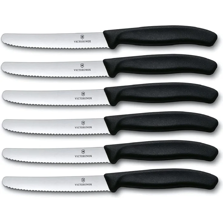 Victorinox | Swiss Classic Tafelmesser Set | 6-teilig | perfektionierte Schneidleistung | zeitloses Design | für Brotzeit und Küche | ergonomische schwarze Griffe – Bild 1