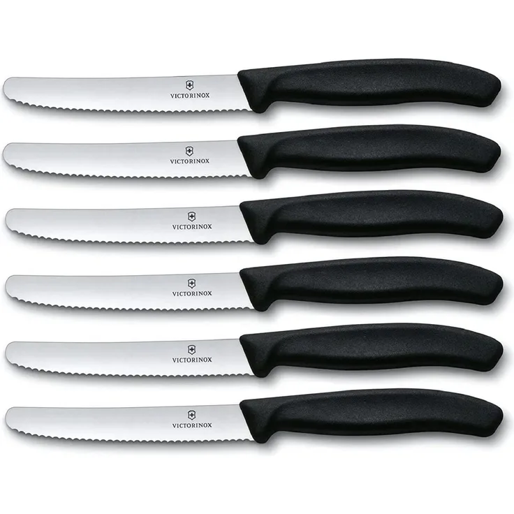 Victorinox | Swiss Classic Tafelmesser Set | 6-teilig | perfektionierte Schneidleistung | zeitloses Design | für Brotzeit und Küche | ergonomische schwarze Griffe