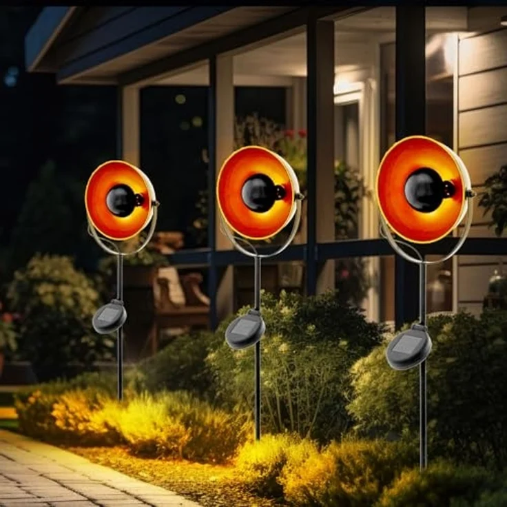 LED Solarleuchte, Erdspieß, Stahl, schwarz-orange, Höhe 61 cm – Bild 6