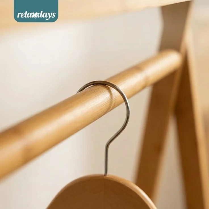 Relaxdays Kleiderständer Bambus 2 Ablagen – Bild 5