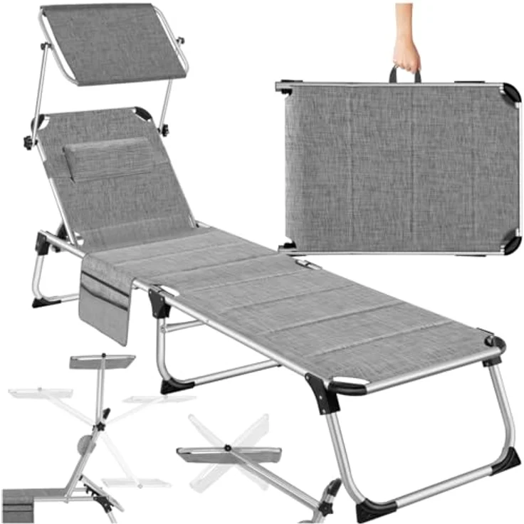 tectake Gartenliege Sonnenliege, 1, 1 St, 1tlg, gepolstert, klappbar – Bild 2