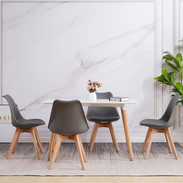 Albatros Esszimmerstühle 4er Set AARHUS, Grau - Beine aus Buche Massiv-Holz, Skandinavisches Retro-Design, bequemer Schalenstuhl - Eleganter Küchenstuhl, Stuhl Esszimmer für Esstisch – Bild 7