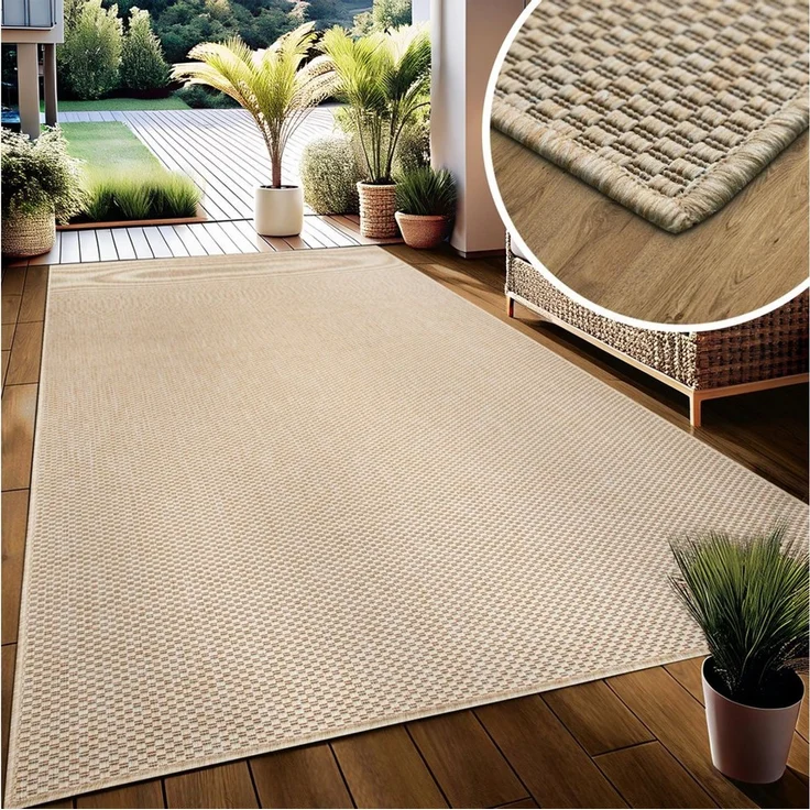 OTTO home Teppich Venedig, in Standard- und Premium-Qualität, 3 mm oder 5 mm Höhe, rechteckig, In- und Outdoor geeignet, Wetterfest & UV-beständig, Sisal-Optik – Bild 1