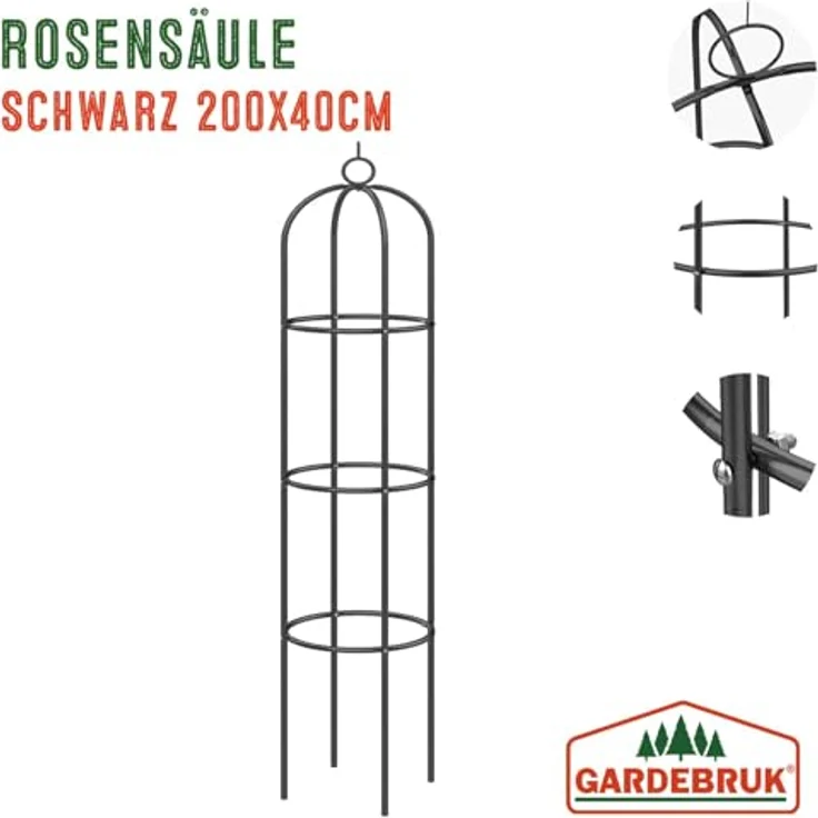 Gardebruk Rosensäule 2er Set Rosenbogen Rankgitter Obelisk Rankhilfe 200x40 cm pulverbeschichtetes Metall witterungsbeständig – Bild 8