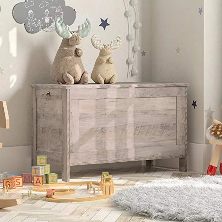 HOOBRO Truhen, Sitzbank mit Stauraum, Spielzeugtruhe mit Deckel, Schuhbank, Sitztruhe, Aufbewahrungstruhe, Robust, Sicherheitsscharniere, Schlafzimmer, Wohnzimmer, 76 cm, Greige EBG75CW01G1 – Bild 5