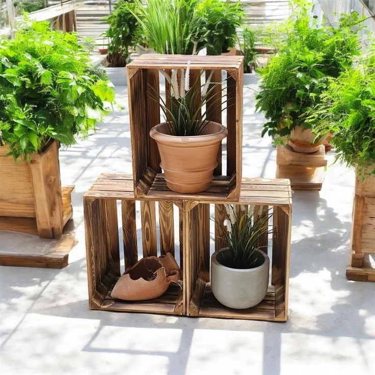 Holzkiste Obstkiste Weinkiste neu geflammt 50 x 40 x 30cm massiv und robust – Bild 5