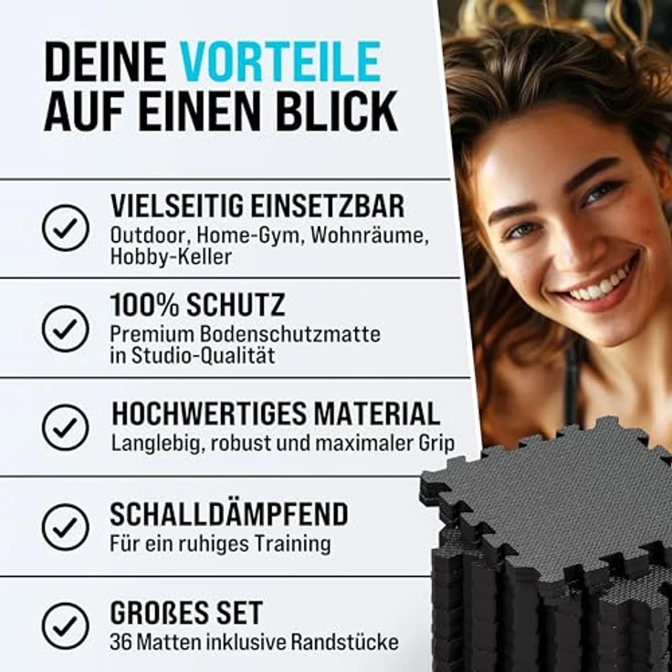 monzana Bodenschutzmatte, 36-St, Rutschfest EVA-Schaumstoff Bodenschutz Trainingsmatten Fitnessgeräte – Bild 8
