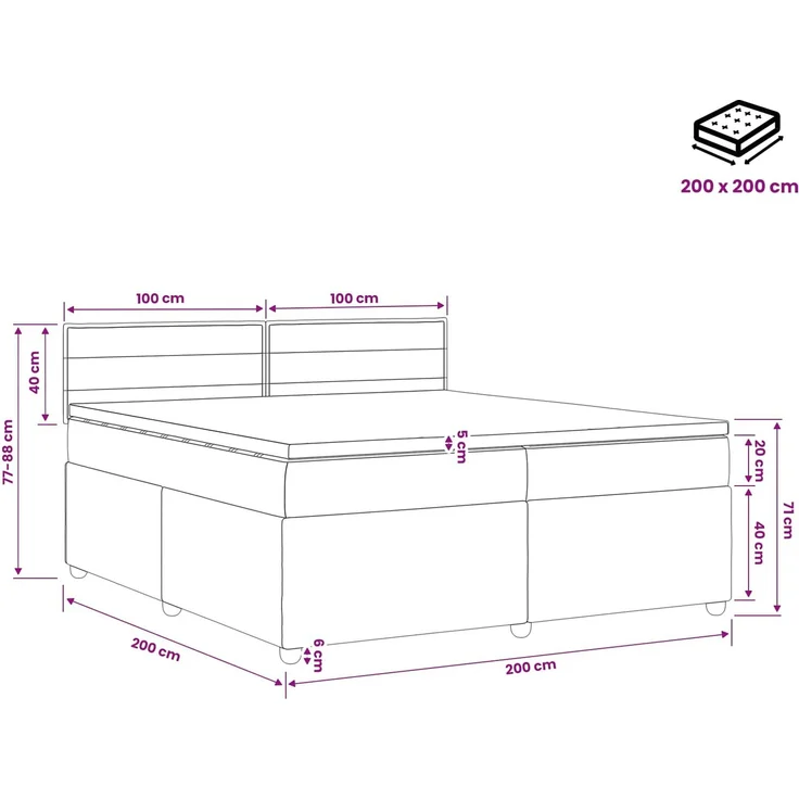 vidaXL Boxspringbett mit Matratze Dunkelgrau 200 x 200 cm Stoff 3451539 – Bild 11
