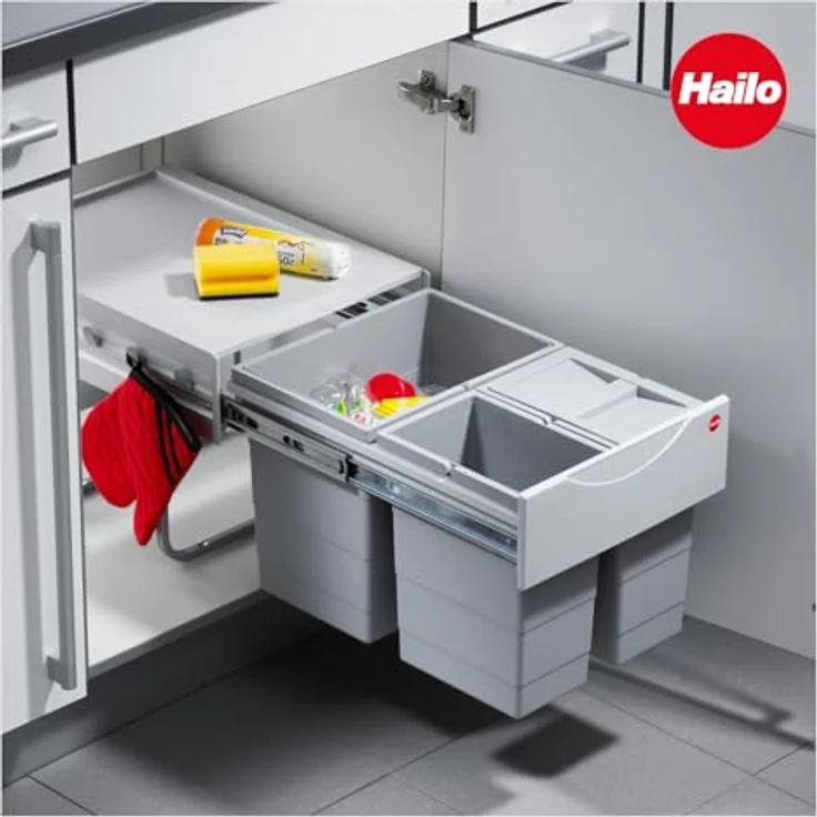 HAILO 3642-13 Abfallsorter 35 (18 + 2x8,5) Liter RAUMSPAR TANDEM ab 40 cm Schrankbreite – Bild 7