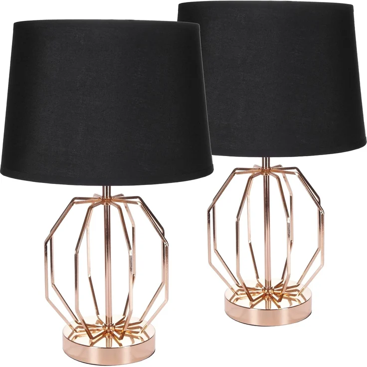 BRUBAKER Nachttischlampe Vintage Tischlampe Gold Gitter Muster, ohne Leuchtmittel, Moderne Tischleuchten mit Metallfuß, Höhe 45 cm, Deko Nachttischlampen – Bild 6