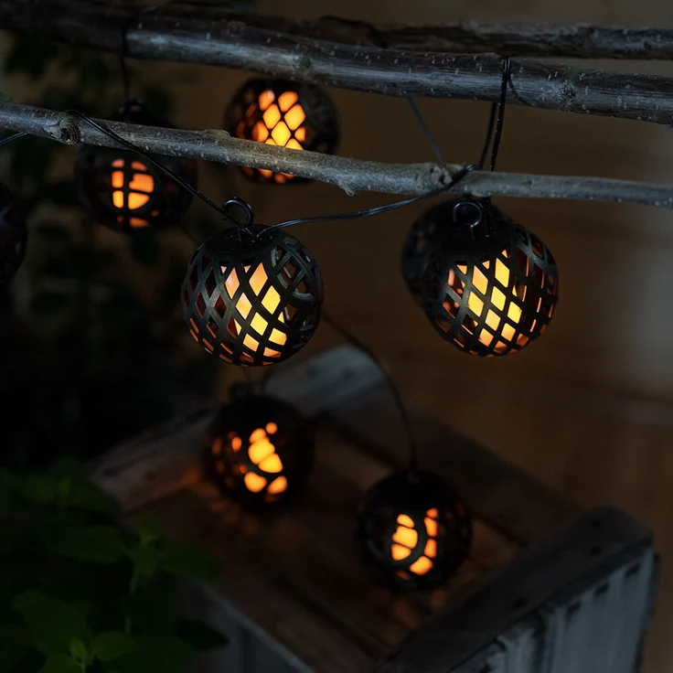 LED Solar Lichterkette, 16x Kugel, Flammen-Effekt, L 200 cm – Bild 10