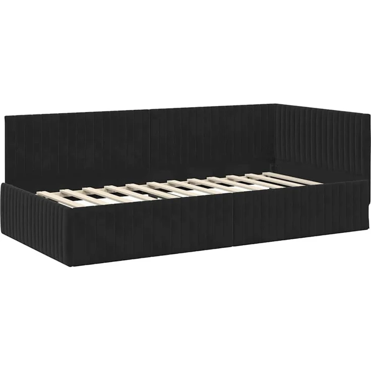 vidaXL Eckbettgestell mit Matratze mit Kopfteil 2 pcs Schwarz Samt 3393823 – Bild 6