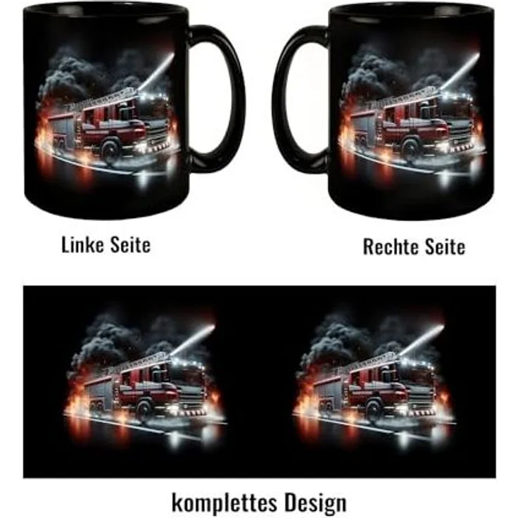 speecheese Tasse Feuerwehrfahrzeug im Einsatz Tasse in Schwarz – Bild 4