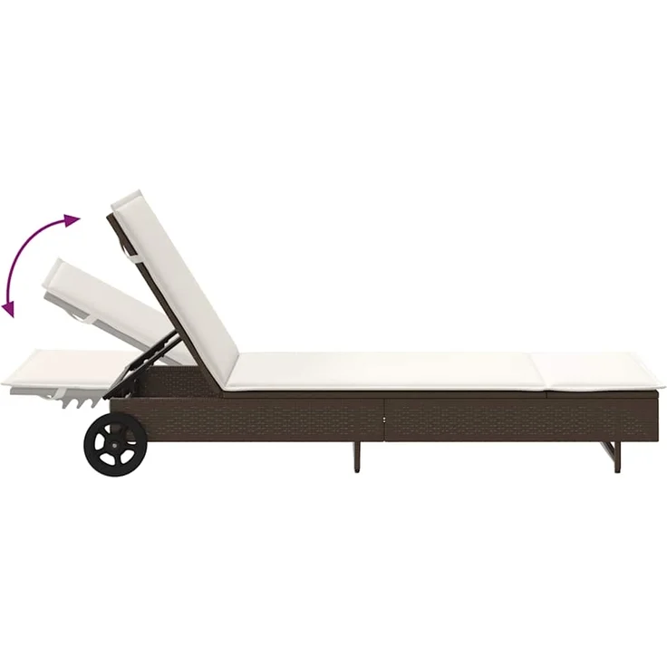 vidaXL Sonnenliege mit Rollen und Auflage Braun Poly Rattan 4104034 – Bild 8