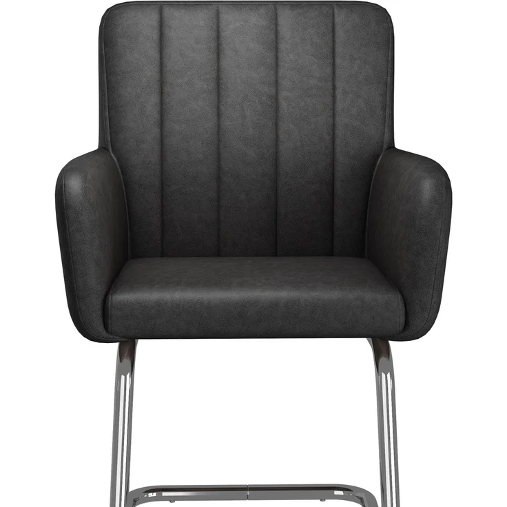 Esszimmerstuhl 2er-Set 56cm×57cm×86cm aus Kunstleder mit Z-förmigem Metallgestell – Bild 9