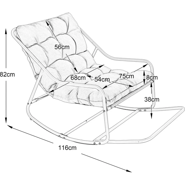 JARDJ Outdoor-Schaukelstuhl, bequemes Kissen mit weichem, dickem Polster, für Wohnzimmer, Schlafzimmer, Leseecke, schwarzes Gestell mit hellgrünem Kissen – Bild 9
