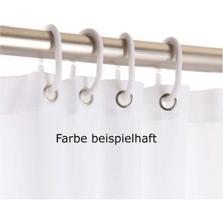Sanixa Duschvorhang waschbar Badewannenvorhang Vorhang hochwertige Qualität mit Metallösen Breite 180 cm, Duschvorhang Textil 180x200 cm grau Palmen Strand wasserabweisend – Bild 2