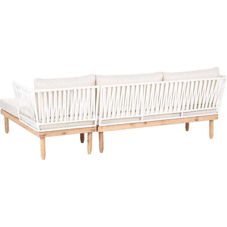 Lounge Set mit Tisch 4-Sitzer CREMONA Akazienholz linksseitig Weiß – Bild 6