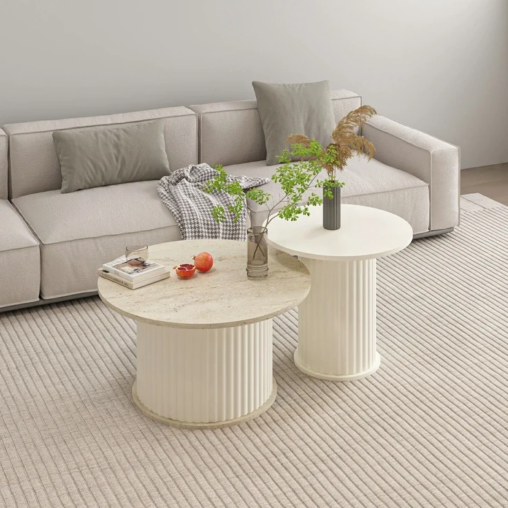 Skye Decor 'Valento - 20220' Couchtisch, Mondstein / Travertin, 60,8 x 53,43 x 60,8 cm – Bild 2
