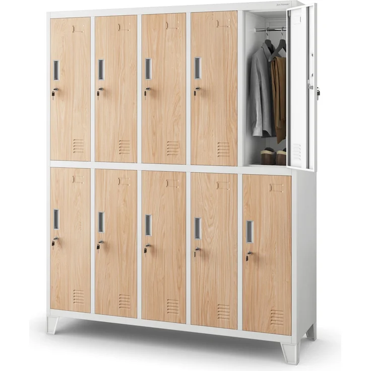 Jan Nowak Umkleideschrank Spindschrank Metall, 10 Fächer, abschließbar