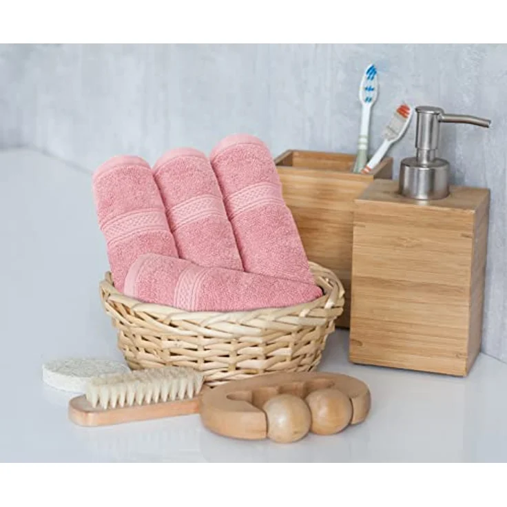 Utopia Towels 8-teiliges Premium-Handtuch-Set, 2 Badetücher, 2 Handtücher und 4 Waschlappen, 600 g/m², 100% ringgesponnene Baumwolle, Fitnessstudio, Hotel und Spa (Altrosa) – Bild 8