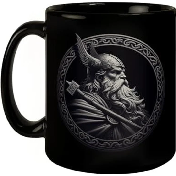 speecheese Tasse Odin Wikingergott Amulett Tasse schwarz in Schwarz – Bild 2
