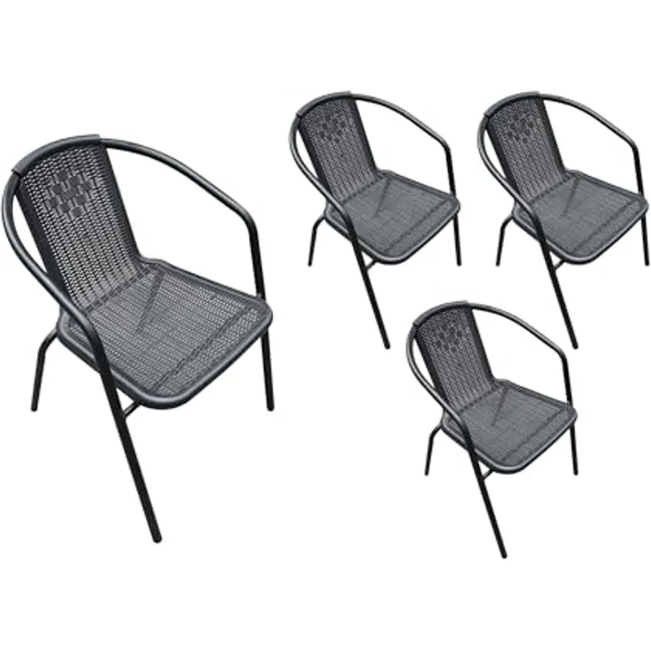 LC Garden Stapelstuhl Garvista Stapelstuhl 54x52x72cm schwarz Gartenstuhl Terassenstuhl, Pulverbeschichteter Stahl – Bild 1