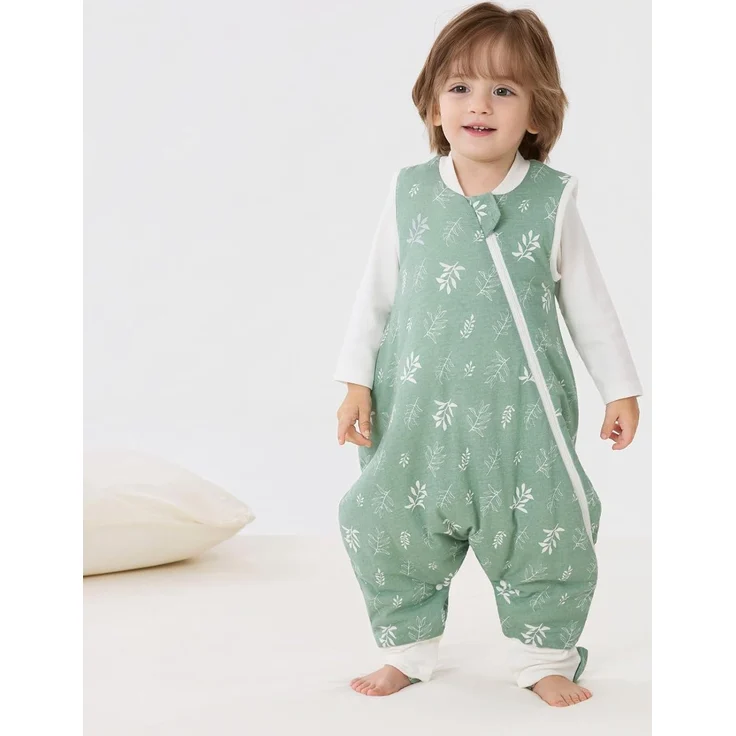 Duomiaomiao Baby Schlafsack, 1x Ganzjahresschlafsack, 1.5tog Grünes Blatt, 95cm / Baby Körpergröße 100-110cm, 100% Baumwolle – Bild 7