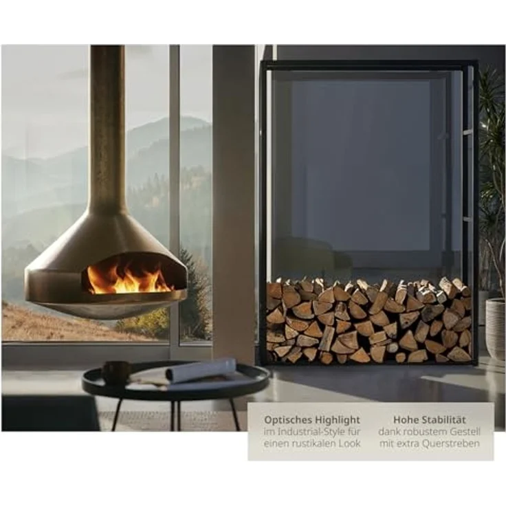tectake Kaminholzregal Holzlager Tuby, für In- & Outdoor, 100,5x25x150cm, BxTxH:100.5x25x150,00 cm, Industrial-Look – Bild 3