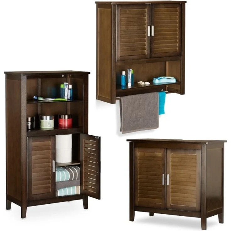 3 tlg. Badschrank Set Bambus – Bild 1