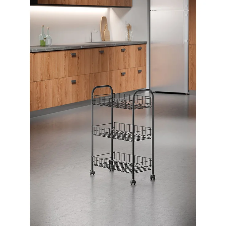 METALTEX 344403000 Lugano Lava Allzweckwagen 3 Etg. 41 x 23 x 63 cm TouchTherm, matt schwarz – Bild 3