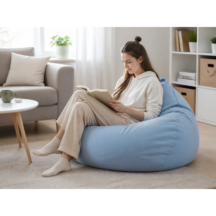 Sitzsack-Hülle ohne Füllmaterial, Hellblau, 100 x 120 cm, Stoffbezug für Innen- und Außenbereich – Bild 2