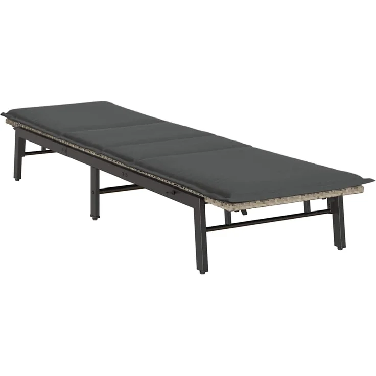 vidaXL Sonnenliege mit Auflage Hellgrau Poly Rattan 4104084 – Bild 3