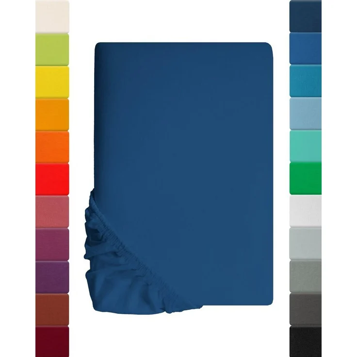 Kinder Jersey Spannbettlaken, Spannbetttuch, Lavea Serie Maya, 60x130 cm | 70x140 cm, Royalblau, 100% Baumwolle, hochwertige Verarbeitung, mit Gummizug – Bild 5