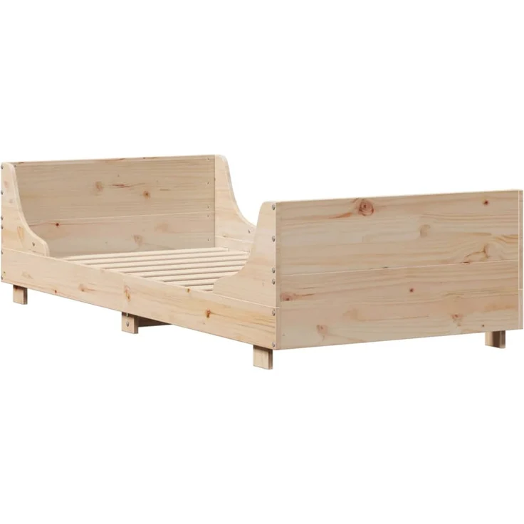 Einzelbetten, Betten für Erwachsene, Massivholzbett ohne Matratze 75x190 cm Kiefernholz de3377 – Bild 3