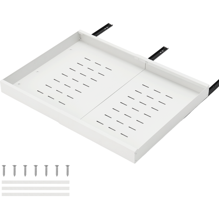 Home Nature Wohnkonzept Küchenschrank Ausziehschublade, 1er Set, mit Klebehalterung ohne Bohren, 68 x 52 x 7,5 cm, Karbonstahl, Vielseitig für Küche und Bad, Weiß