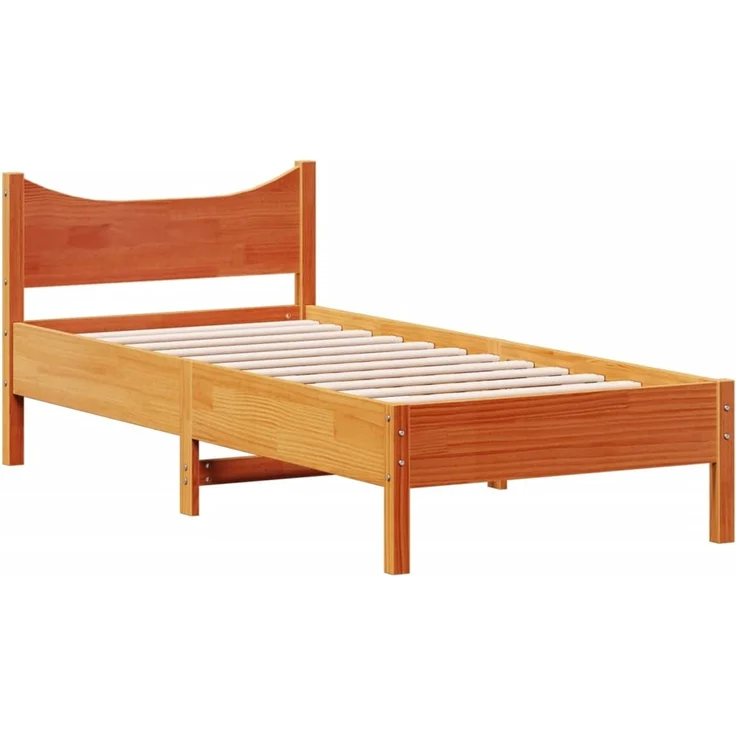 Einzelbetten, Betten für Erwachsene, Massivholzbett ohne Matratze Wachsbraun 90x190 cm Kiefernholz de4264 – Bild 3