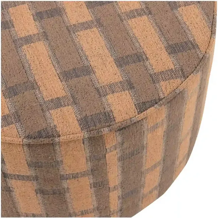 Polsterhocker Sarli - Chenille-Stoff Braun-Rosa, Ø 60 cm – Bild 2