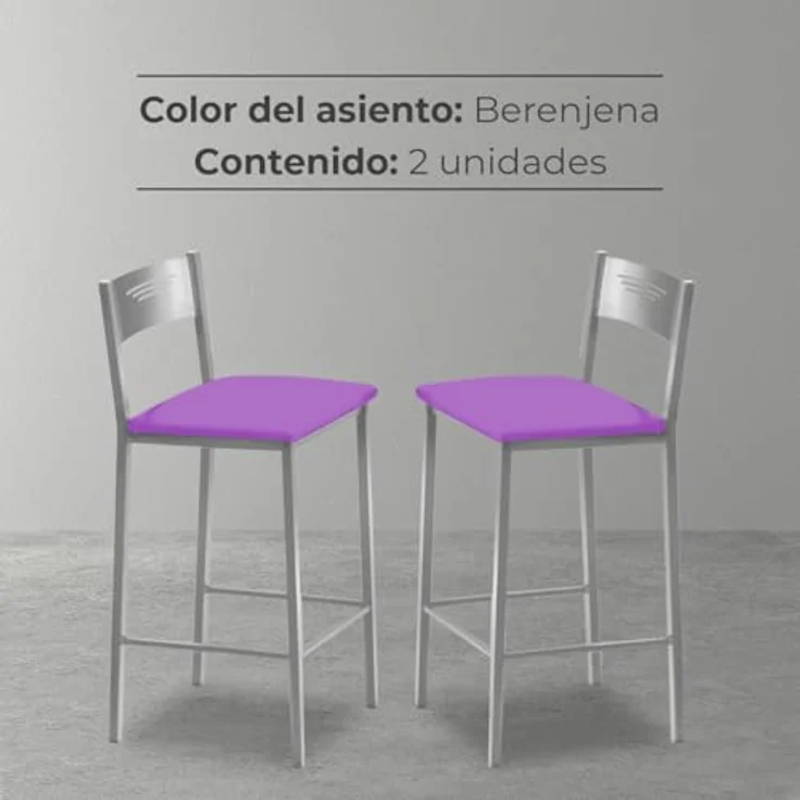 ASTIMESA Zwei Küchenhocker, 60 cm, Kunstleder, Aubergine (TAB60BE) – Bild 6