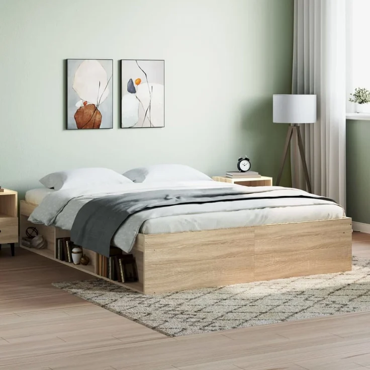 vidaXL Bettgestell Sonoma-Eiche 160x200 cm 3203875 – Bild 1