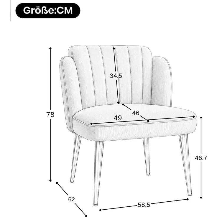 Esszimmerstühle 6er-Set in Weiß, 58,5×62×78 cm, mit geschwungener Rückenlehne – Bild 2