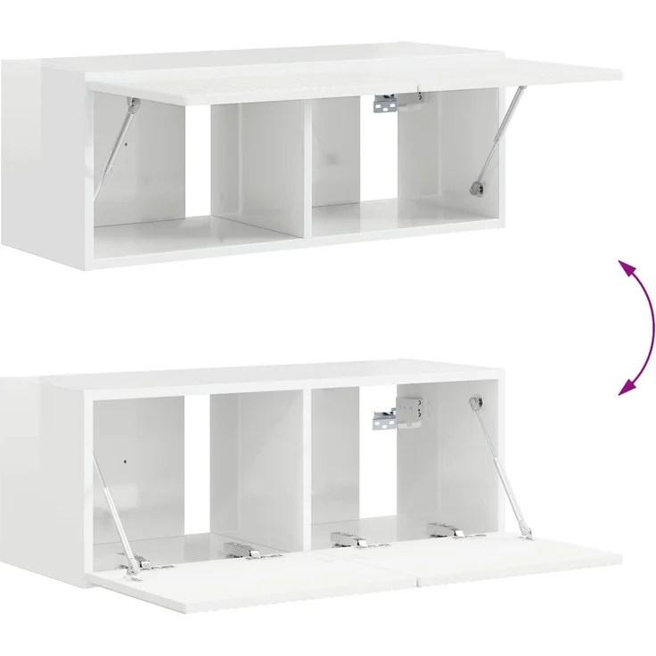 vidaXL TV-Schrankset 4 pcs Hochglanz Weiß Holzwerkstoff 3409163 – Bild 11