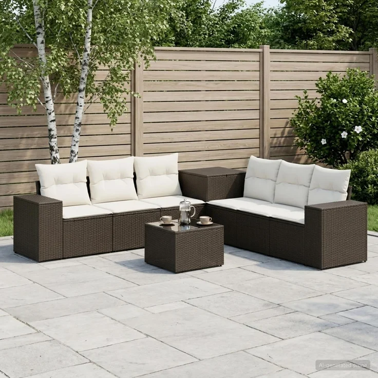 vidaXL Sofa Set 8 stk. Schwarz und Cremeweiß Polyrattan und Stahl 3448477 – Bild 1