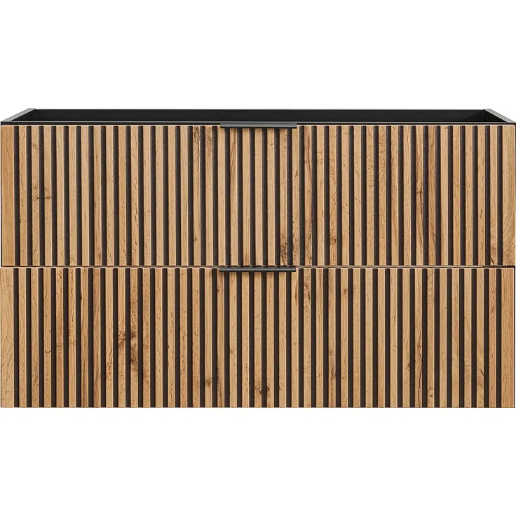 Vente-unique - MADELA Waschbeckenmöbel Holz, Platte SchwarzBeige - B 46 cm x H 57 cm x L 100 cm – Bild 2