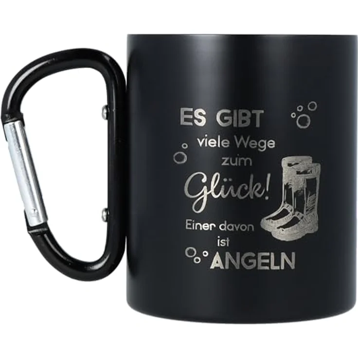 Spruchreif® Tasse Doppelwandige Edelstahltasse mit Karabinerhaken, Anglergeschenk – Bild 8