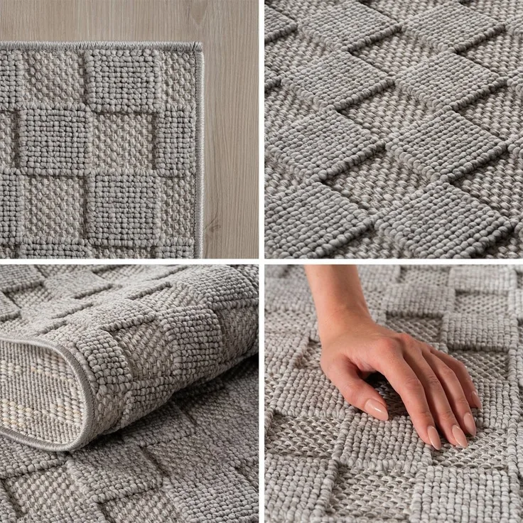 SIMPEX24 Designteppich Einfarbig Boucle Loop, Rechteckig, Höhe: 7 mm, Teppich Wohnzimmer, Schlafzimmer, Gästezimmer